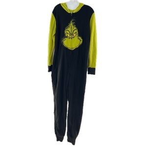 Dr. Seuss The Grinch Costume Non-Footed Hooded Pajamas Jumpsuit Size XL Juniors